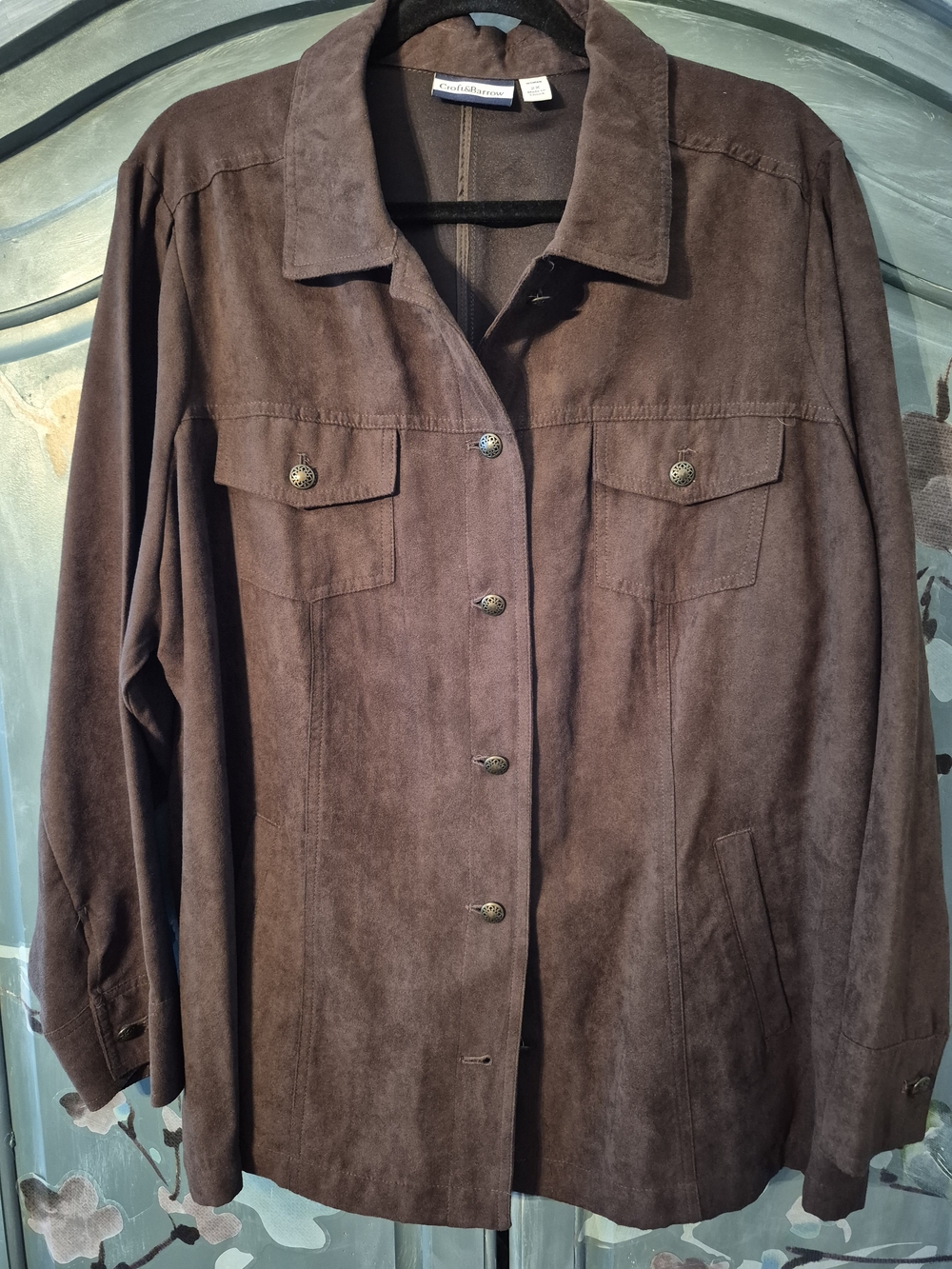 croft & barrow Women’s Brown Suede-like Button Jacket